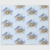 Aquarellnistende Bluebirts Geschenkpapier (Flach)
