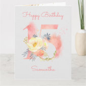 Aquarellnummer 15 Personalisiert 15. Geburtstag Karte (Vorderseite)