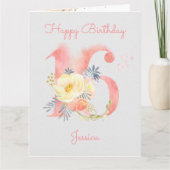 Aquarellnummer 16 Personalisiert 15. Geburtstag Karte (Vorderseite)