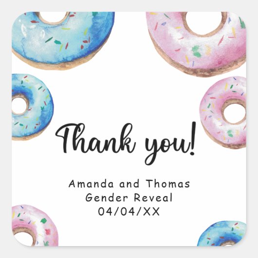 Aquarellnüsse danken Ihnen Gender-Enthüllung Quadratischer Aufkleber (Vorderseite)