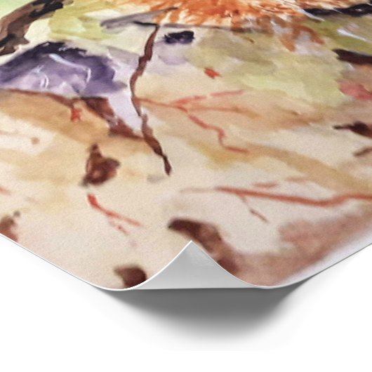 Aquarellnüsse Igel Poster (Ecke)