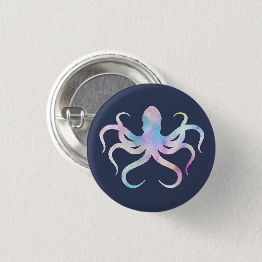 Aquarelloktopus Button (Vorne & Hinten)