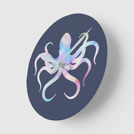 Aquarelloktopus Runde Wanduhr (Winkel)