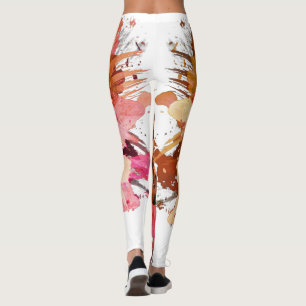 Aquarellöl Paint Pink Orange Leinwand Brush Leggings