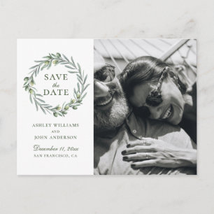 Aquarelloliven. Italienisch elegant Save the Date Postkarte