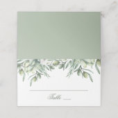 Aquarelloliven. Sommergarten Italienische Hochzeit Platzkarte (Außenseite Aufgefaltet)