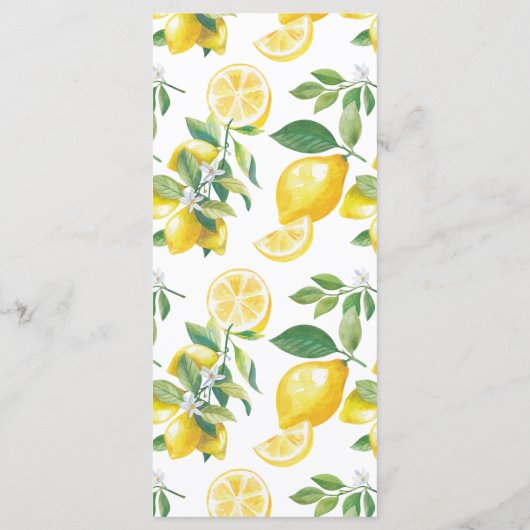 Aquarellon Lemon Mediterranes blaues Tile Menükarte (Rückseite)