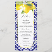 Aquarellon Lemon Mediterranes blaues Tile Menükarte (Vorderseite)