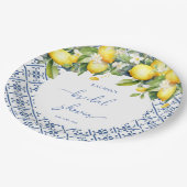 Aquarellon Lemon Mediterranes Brautparty Pappteller (Schrägansicht)