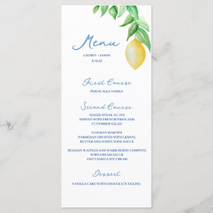 Aquarellon Lemon Menükarte