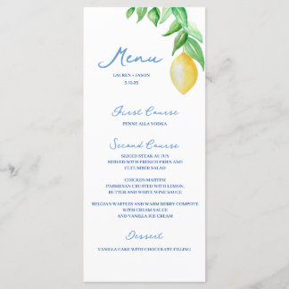 Aquarellon Lemon Menükarte