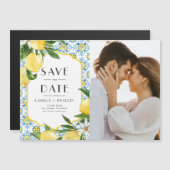 Aquarellon Lemon Mittelmeer Foto Save the Date Magneteinladung (Vorne/Hinten)