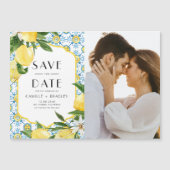 Aquarellon Lemon Mittelmeer Foto Save the Date Magneteinladung (Vorderseite)