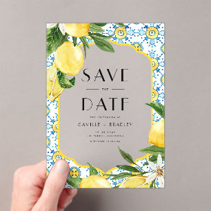 Aquarellon Lemon Mittelmeer Save the Date Acryleinladungen