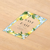 Aquarellon Lemon Mittelmeer Save the Date Acryleinladungen (Ablage )