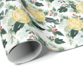 Aquarellon Lemon und Holly Pattern Weihnachten Geschenkpapier (Rolleneckpunkt)