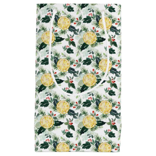 Aquarellon Lemon und Holly Pattern Weihnachten Kleine Geschenktüte (Vorderseite)