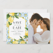 Aquarellon und marokkanisches Fliesenmuster-Foto Save The Date (Vorderseite)