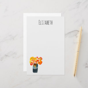 Aquarellorange und rote Mohnblumen Briefpapier