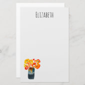 Aquarellorange und rote Mohnblumen Briefpapier (Vorne/Hinten)