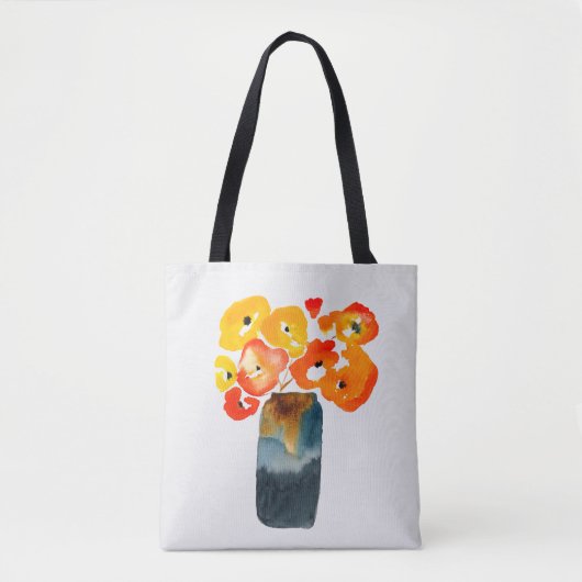 Aquarellorange und rote Mohnblumen Tasche (Vorderseite)