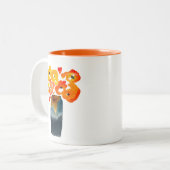 Aquarellorange und rote Mohnblumen Zweifarbige Tasse (Vorderseite Links)