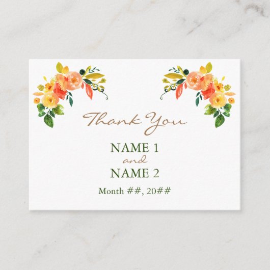 Aquarellorange Vielen Dank Einschließungskarte Begleitkarte (Vorderseite)