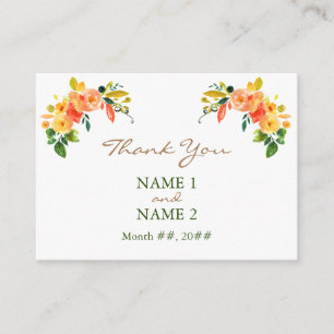 Aquarellorange Vielen Dank Einschließungskarte Begleitkarte