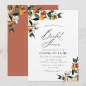 Aquarellorangen Zitruskraft-Brautparty Einladung (Vorne/Hinten)