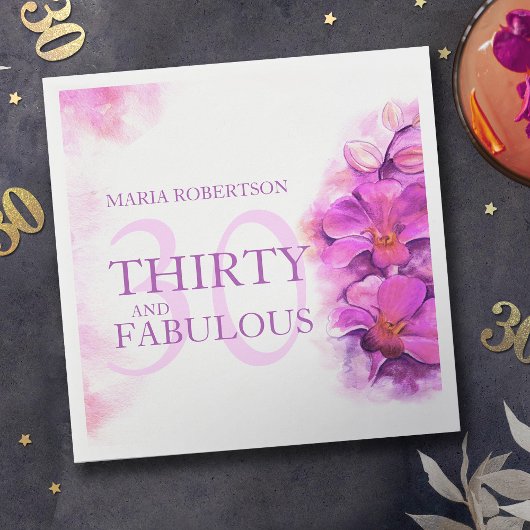 Aquarellorchid Blume 30. individuelle Name Serviette