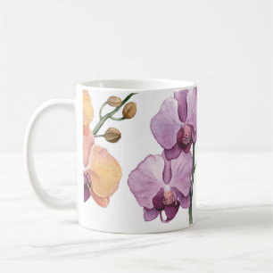 Aquarellorchid-Blume, nahtlose Muster. Kaffeetasse