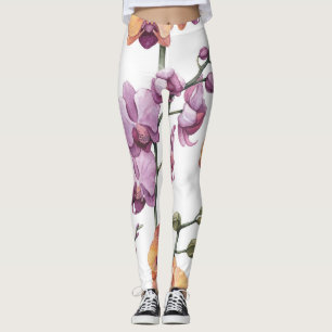 Aquarellorchid-Blume, nahtlose Muster. Leggings