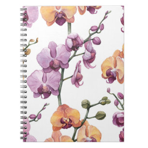 Aquarellorchid-Blume, nahtlose Muster. Notizblock