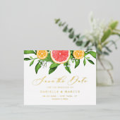 Aquarellorn und Grapefruits Save the Date Folie Einladungspostkarte (Stehend vorne)