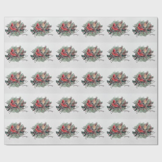 Aquarellpaare der Kardinal Weihnachtsdesign Geschenkpapier (Flach)