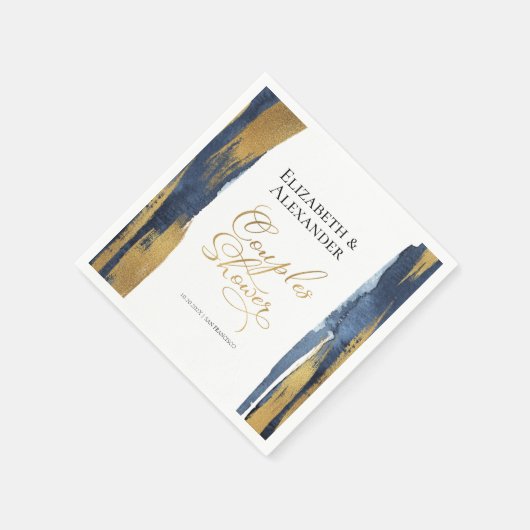 Aquarellpaare Dusche Napkins | Blau Abstrakt Serviette (Ecke)