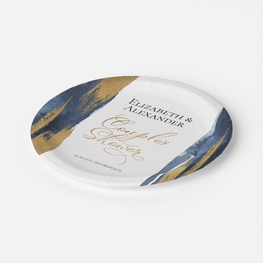 Aquarellpaare Duschpapier-Teller | ABSTRAKT Pappteller (Schrägansicht)