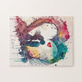 Aquarellpaare im Herzen Valentins Puzzle (Horizontal)