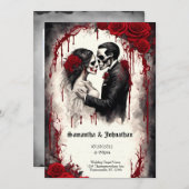 Aquarellpaare und Rose Goth Wedding Einladung (Vorne/Hinten)