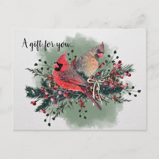 Aquarellpaare von Kardinälen Weihnachtsentwurf Postkarte (Vorderseite)