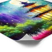 Aquarellpagode Poster (Ecke)