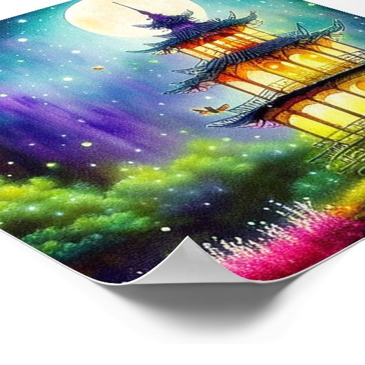 Aquarellpagode Poster (Ecke)