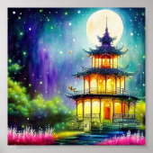 Aquarellpagode Poster (Vorne)