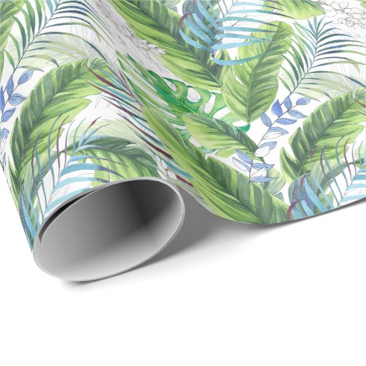 Aquarellpalme-Blätter, exotischer nahtloser Hinter Geschenkpapier (Rolleneckpunkt)