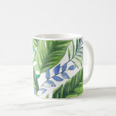 Aquarellpalme-Blätter, exotischer nahtloser Hinter Kaffeetasse (VorderseiteRechts)