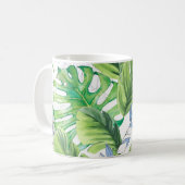 Aquarellpalme-Blätter, exotischer nahtloser Hinter Kaffeetasse (Vorderseite Links)