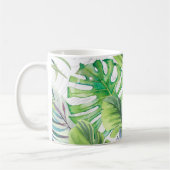Aquarellpalme-Blätter, exotischer nahtloser Hinter Kaffeetasse (Links)
