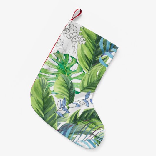 Aquarellpalme-Blätter, exotischer nahtloser Hinter Kleiner Weihnachtsstrumpf (Vorderansicht (hängend))