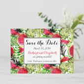 Aquarellpalme Blätter Wassermelone Save the Date Einladung (Stehend Vorderseite)