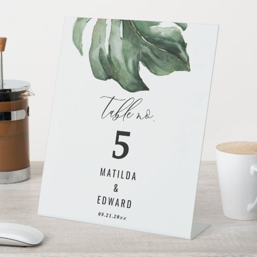 Aquarellpalme-Hochzeit Sockelschild (In Situ)